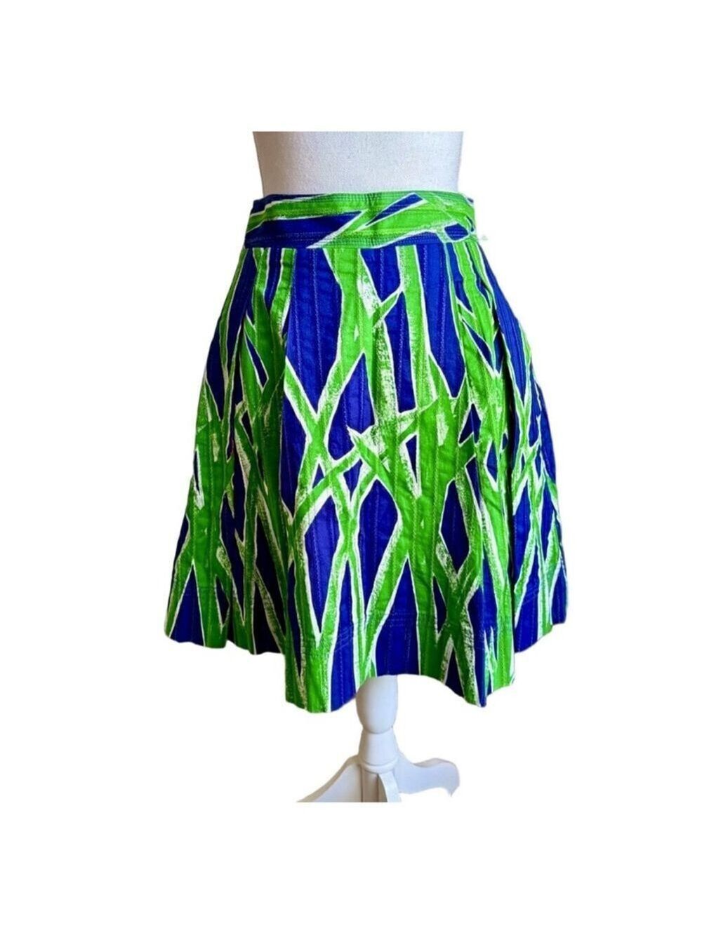 Lilly Pulitzer Sassagrass Sea Grass Full Skirt Blue Green Size 0 Cotton